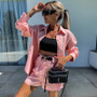 Summer Fashion Casual Summer Women's Long Sleeve Loose Shirt Shorts Two Piece Set