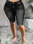 Summer Black Ripped Plus Size Denim Shorts