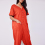 Women's Loose Casual V-Neck Short Sleeve Jumpsuit