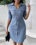 Women's Multi-Pocket Casual Shirt Dress