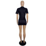 Women'S Slim Low Cut Sexy Print Short Sleeve Lace-Up T-Shirt Dress