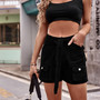 Women Summer Pocket Shorts With Belt