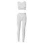 Women Summer Solid Ribbed Crop Top and Trousers Casual Two-piece Set