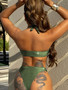 Women Bikini Backless Solid Swimwear