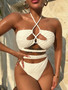 Women Bikini Beige Sexy Swimwear Two Pieces