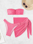 Women Sexy Strapless Bikini Three-Piece Swimwear