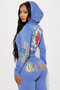 Women's Spring Autumn Print Tracksuit Long Sleeve Hooded Sports Two Piece Pants Set