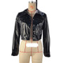 Women's Turndown Collar Pu Long Sleeve Women's Single Breasted Leather Jacket