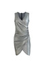 Sexy Fashionable V-Neck Casual Color Block Button Solid Color Metallic Pleated Tight Fitting Dress