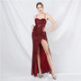 Luxury Sequin Fishbone Slim Waist Slit Evening Dress