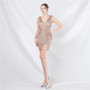 Luxury Sequin V-Neck Rhinestone Chain Formal Party Dress