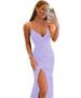 Luxury Sequin Strap Deep V Neck Low Back Formal Party Evening Dress