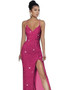 Sleeveless Backless Strap Red Deep V-Neck Sequin Dress