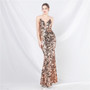 Luxury Sequin Strap Mermaid Gown Elegant Long Evening Dress