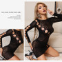 Women's Lingerie Beaded Hollow Out Long Sleeve Sexy Nightdress