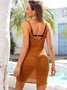 Summer Beach Sleeveless Shirt Knitting Vest Bikini Drawstring Beach Sun Protection Dress Cover-Up