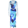 Women Printed Sleeveless Vest Top and Slit Skirt Two-piece Set