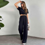 Women Summer Casual Short Sleeve Top and Cargo Pants Two-piece Set