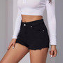 Women Raw Edge Embroidered Washed Hot Shorts Denim Shorts