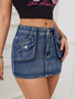 Women Cargo Denim Skirt