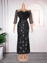 Plus Size Women African Formal Party Party Patchwork Sequin Flower Dress