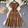 Women vintage pleated Long Dress