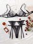 Women embroidered sexy lingerie two-piece set