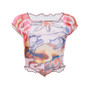 Summer Ladies Fashion Trend Tie Dye Print Fly Sleeve Slim Crop Vest