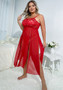 Plus Size Sexy Pajamas Gathered See-Through Lace Temptation Sexy Straps Night Dress