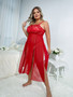 Plus Size Sexy Pajamas Gathered See-Through Lace Temptation Sexy Straps Night Dress