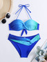 Gradient Twist Sexy Halter Strapless Two Pieces Women's Bikini Swimsuit