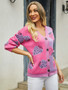 Women's Autumn Winter Sweater V-Neck Button Cardigan Strawberry Coat