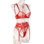 Women Sexy Sheer Mesh Sexy Lingerie Three-piece Set