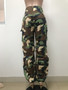 Summer Women Button Zipper Camouflage Straight Leg Pants