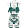 Women Plush Pom Pleated Sheer Mesh Sexy Lingerie Set