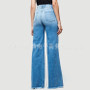 Women's Jeans Slim Fit Wide Leg Fringed Trousers Denim Pants