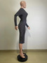 Women's Spring Sexy Solid Color Long Sleeve Slim Dress
