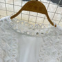 Spring Autumn Retro Chic Lantern Long Sleeve Lace Hollow Patchwork Round Neck Slim Waist Casual Dress