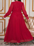 Plus Size Dress Women's V-Neck Long Sleeve Chiffon Maxi Dress