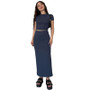 Summer Women's Fashion Casual Solid Color Round Neck Short Sleeve Top Long Skirt Set