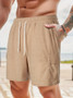 Summer Men's Solid Color Drawstring Casual Shorts