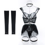 Sexy Lingerie See-Through Mesh Skirt With Halter Neck Chain Gloves Four Piece Set