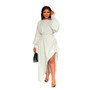 Loose Irregular Swing Long Sleeve Slim Waist Casual Women's Dress