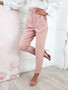 Solid Casual Trousers Versatile Button High Waist Pants