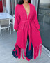 Women Long Sleeve Fringe Cardigan Sweater