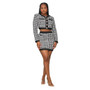 Women Printed Tank Top Long Sleeve Jacket Mini Skirt Three-Piece