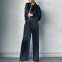 Fall Winter Fashion Women's Slim Waist Slim Long Sleeve Shirt and pants Two Piece Set
