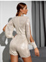 Women's Sexy Fashion Long Sleeve Split Sequin Jumpsuit