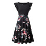 Women Summer Square Neck Ruffle Patchwork Floral Dress