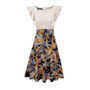 Women Summer Square Neck Ruffle Patchwork Floral Dress